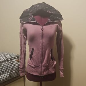 Floral Purple Bench Zip-Up Hoodie